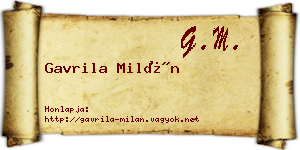 Gavrila Milán névjegykártya